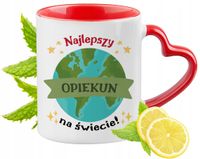 Kubek Czerwony Z Uszkiem W Kształcie Serca Dla Opiekuna Na Prezent