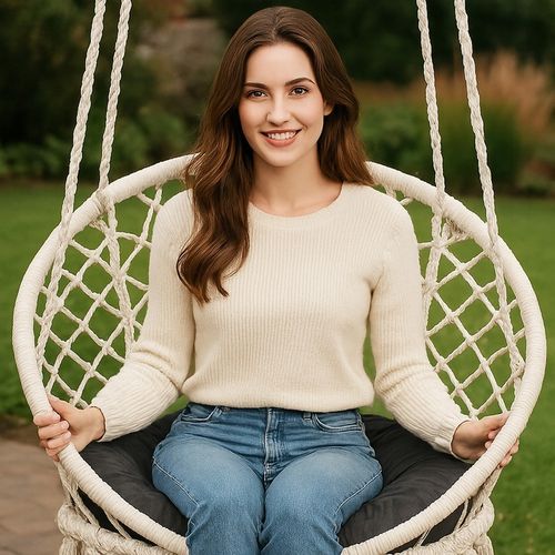 Poduszka na bocianie gniazdo okrągła aksamitna 60 cm grafit gruba huśtawka na Arena.pl