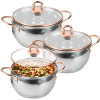 Kpl 3 garnków stal nierdzewna zestaw garnki pokrywki gaz indukcja