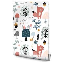 Tapeta Dla Dzieci Kolorowe WIEWIÓRKI Drzewa Wzorki