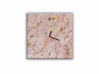 ZEGAR SZKLANY KWADRATOWY - Marmur róż i złoto