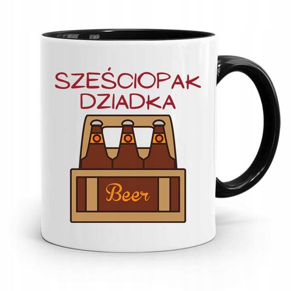 Kubek Czarny Dla Dziadka Sześciopak Dziadka Z Nadrukiem Ze Zdjęciem zdjęcie 1