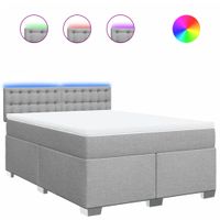 Łóżko kontynentalne z materacem, jasnoszare, tkanina, 140x190cm