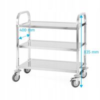 WÓZEK KELNERSKI 3-PÓŁKOWY NIERDZEWNY 75X40X83,5 CM GASTRONOMICZNY TECHNICA