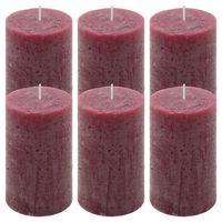 Zestaw świec rustykalnych, 11,5 cm, Ø 6,8 cm, bordowy, 6 szt