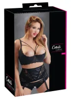 cottelli curves biustonosz 90d z ozdobnymi paskami czarny koronkowy