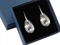 KOLCZYKI SREBRNE Z KRYSZTAŁAMI SWAROVSKI MIGDAŁ 22mm SREBRO 925