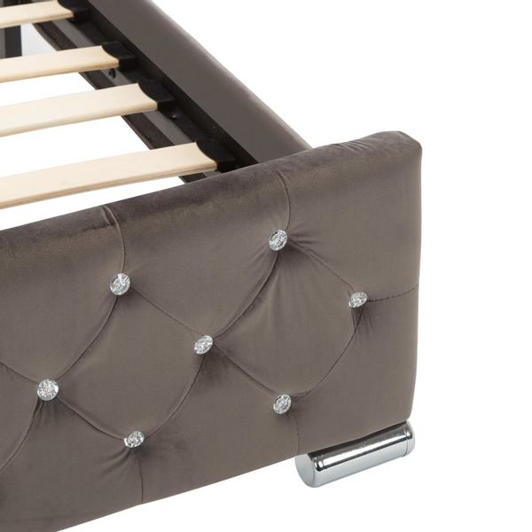 Emaga Rama łóżka, szara, tapicerowana aksamitem, 180x200 cm zdjęcie 7