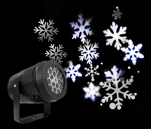 ŚWIĄTECZNY PROJEKTOR LED NA DOM ZEWNĄTRZ PŁATKI ŚNIEGU RZUTNIK NOWOŚĆ 2024 na Arena.pl