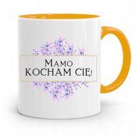 Kubek Żółty Prezent Dla Mamy Mamo Kocham Cię! Z Nadrukiem Ze Zdjęciem