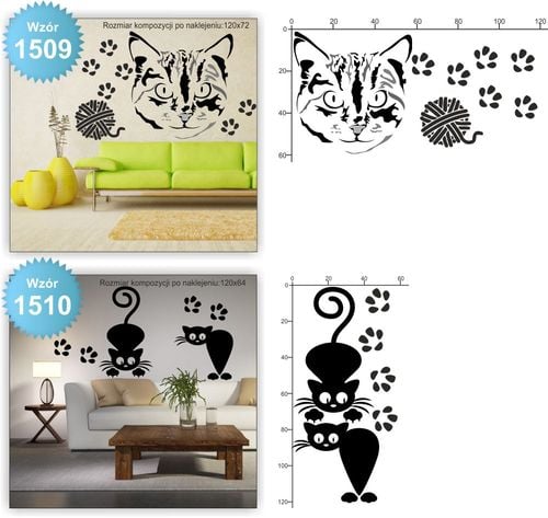 NAKLEJKI na ścianę KOTY KOT KOTKI naklejki 100cm na Arena.pl
