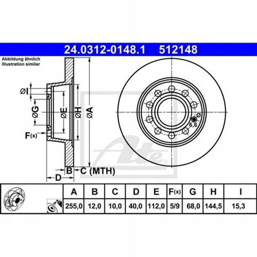 TARCZA HAM TYL 255X12 P POWER DISC ATE na Arena.pl