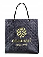 Monnari - torba zakupowa shopper przeszycia czarny SHP0230-020