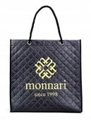 Monnari - torba zakupowa shopper przeszycia czarny SHP0230-020