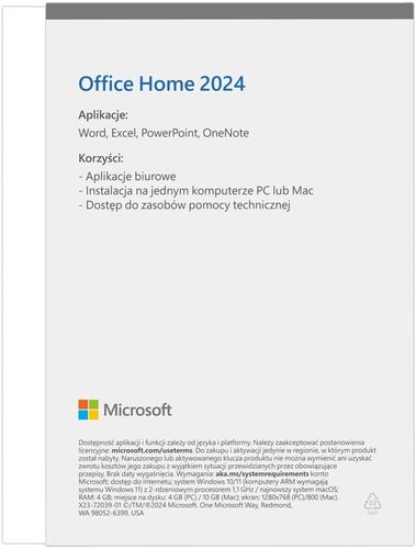 SOFT MICROSOFT OFFICE HOME 2024 EP2-06862 na Arena.pl