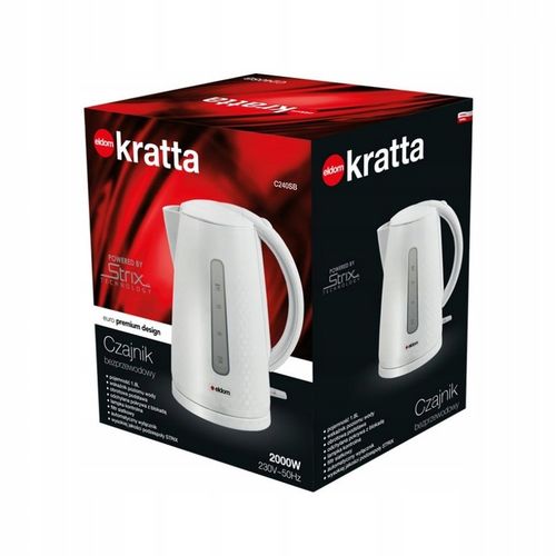 CZAJNIK ELEKTRYCZNY BEZPRZEWODOWY BIAŁY 2000W 1,8l STRIX ELDOM C240SB na Arena.pl