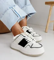Biało-czarne skórzane sneakersy na grubej podeszwie Abrar 40