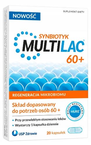 MULTILAC 60+ synbiotyk probiotyk dla seniora ODPORNOŚĆ 20 kaps. na Arena.pl