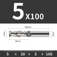 Frez trzpieniowy VHM 2-ostrzowy do aluminium Rozmiar: Ø5x30x5Dx100L