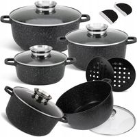 KOMPLET GARNKÓW MARMUROWYCH GARNKI MARMURKOWE ZESTAW INDUKCJA/GAZ