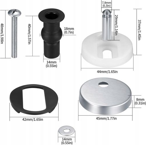 2X WYMIENNE ZAWIASY DO DESKI SEDESOWEJ NAKRĘTKI MOCUJĄCE SOLIDNE PARA 45mm na Arena.pl