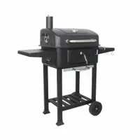 GRILL WĘGLOWY OGRODOWY PODWÓJNY RUSZT - KOMINEK POPIELNIK TERMOMETR KORBA