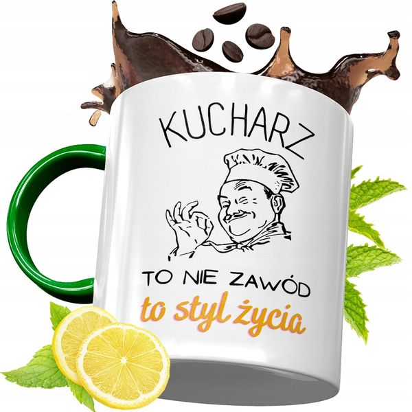 Kubek Zielony Dla Kucharza Idealny Prezent Z Nadrukiem Ze Zdjęciem zdjęcie 1
