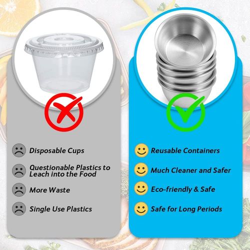 6x Pojemnik na sosy dipy przekąski przyprawy- STAL NIERDZEWNA+SILIKON- 70ml na Arena.pl