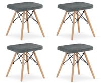Taboret WERK - szary materiał / nogi naturalne x 4