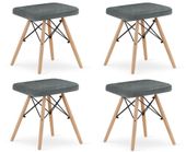 Taboret WERK - szary materiał / nogi naturalne x 4