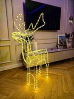 Renifer LED Świąteczny Świecący Zewnętrzny Duży Ozdoba XXL 125 Biały Ciepły