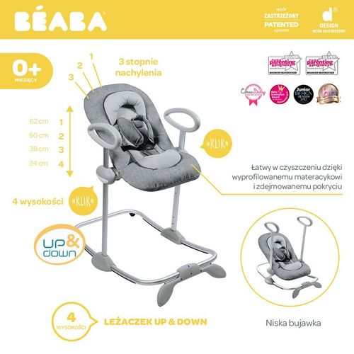 Beaba "Bouncer Up&Down III" Leżaczek grey na Arena.pl