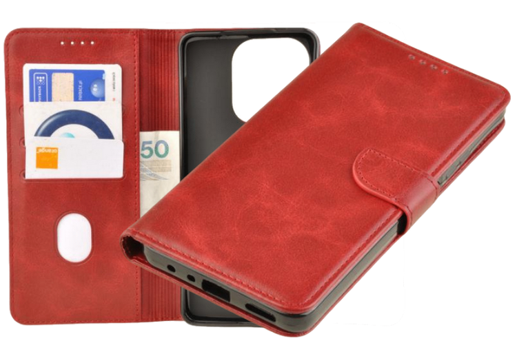 Etui portfel Wallet do Oppo A5 Pro 5G czerwony zdjęcie 1