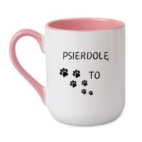 KUBEK "PSIERDOLĘ TO" Wzór - Elegant Coffee Różowy 330 ml