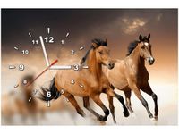 60CM 40CM ZEGAR OBRAZ STADO KONI DRUK PŁÓTNO RAMA