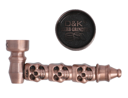 Lufka Metalowa z Motywem Czaszek + Młynek + 5 Sitek  D&K – Brązowy na Arena.pl