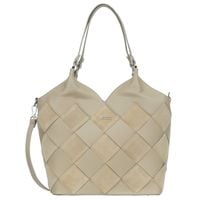 VEZZE torebka damska skórzana shopper pleciona z paskiem V538 beżowa