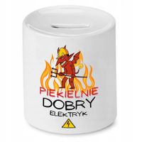 Skarbonka Prezent Dla Elektryka Piekielnie Dobry Z Nadrukiem Ze Zdjęciem