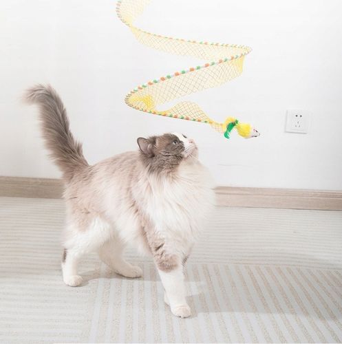 TUNEL DLA KOTA ZABAWKA SPRĘŻYNKA MYSZKA PIÓRKA 2w1 na Arena.pl