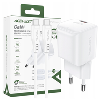 ładowarka sieciowa acefast a73 mini pd 20w gan + kabel usb-c - biała
