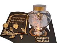 DZIADEK SOLARNY ZNICZ LAMPION NA GRÓB SERCE SZKŁO ZŁ SKO SENTENCJA
