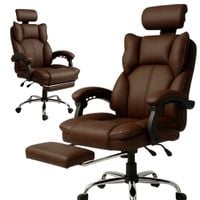 fotel biurowy obrotowy titan z podnóżkiem - brązowy ciemny materiał ko49br