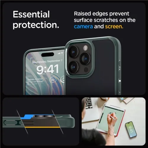 Etui Spigen Ultra Hybrid na iPhone 15 Pro - ciemnozielone na Arena.pl