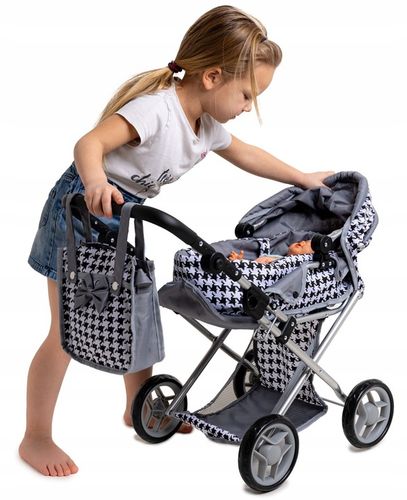 Wózek dla lalek 3w1 SPACEROWY GŁEBOKI + INTERAKTYWNA LALKA BOBAS zestaw XXL na Arena.pl