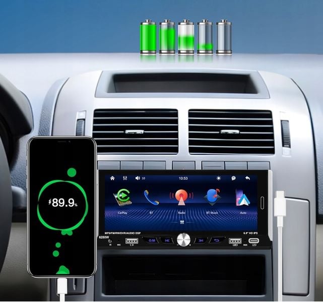 RADIO SAMOCHODOWE 1 DIN BEZPRZEWODOWY CARPLAY ANDROID AUTO MIRROR LINK zdjęcie 2