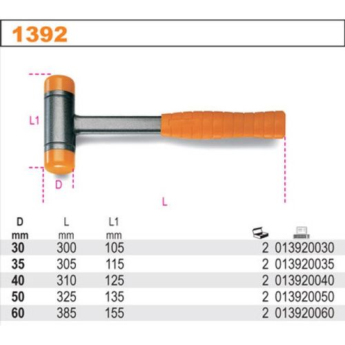 młotek bezodrzutowy 40mm - be 1392/40 na Arena.pl
