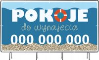 BANER REKLAMOWY 130x80cm gotowy projekt POKOJE DO WYNAJĘCIA plandeka