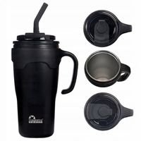 Kubek Termiczny Ze Słomką Majestic Sport Jelly 650 ml Czarny