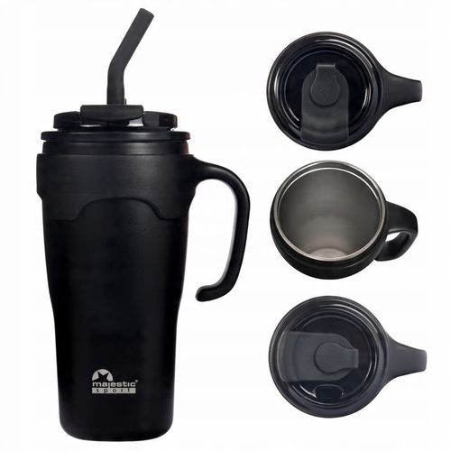 Kubek Termiczny Ze Słomką Majestic Sport Jelly 650 ml Czarny na Arena.pl
