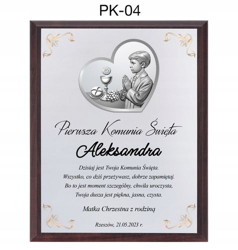 OBRAZEK PAMIĄTKA PIERWSZEJ KOMUNII ŚWIĘTEJ PREZENT NA KOMUNIĘ Z GRAWEREM na Arena.pl